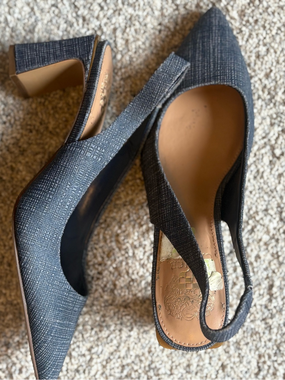 Women’s Denim Pointed Slingback Kitten Heels